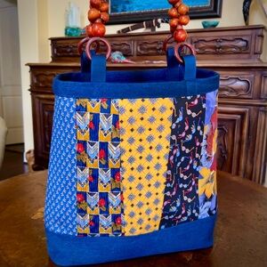 Denim & Silk Tote Bag